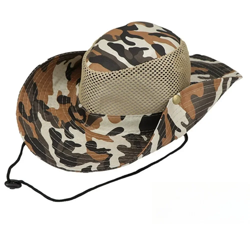 Mens Outdoor Hunting Hats - Kamuflaż Siatkowe kapelusze z szerokim rondem