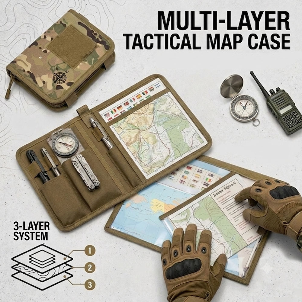 Outdoor Hunting Maps - Taktyczna składana torba na mapę, wodoodporna,